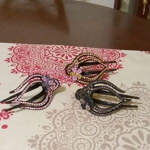 Elegant Black and Pink Hair Clips